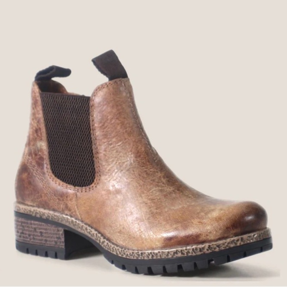 Diba True Brown Leather Boots with Black Soles